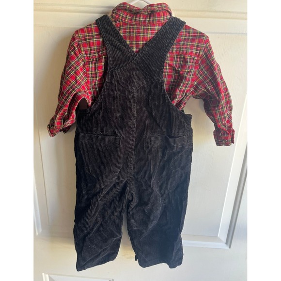 90's The Children's Place Baby Boys Corduroy Overalls and Flannel Holiday Set‎ - Picture 3 of 7